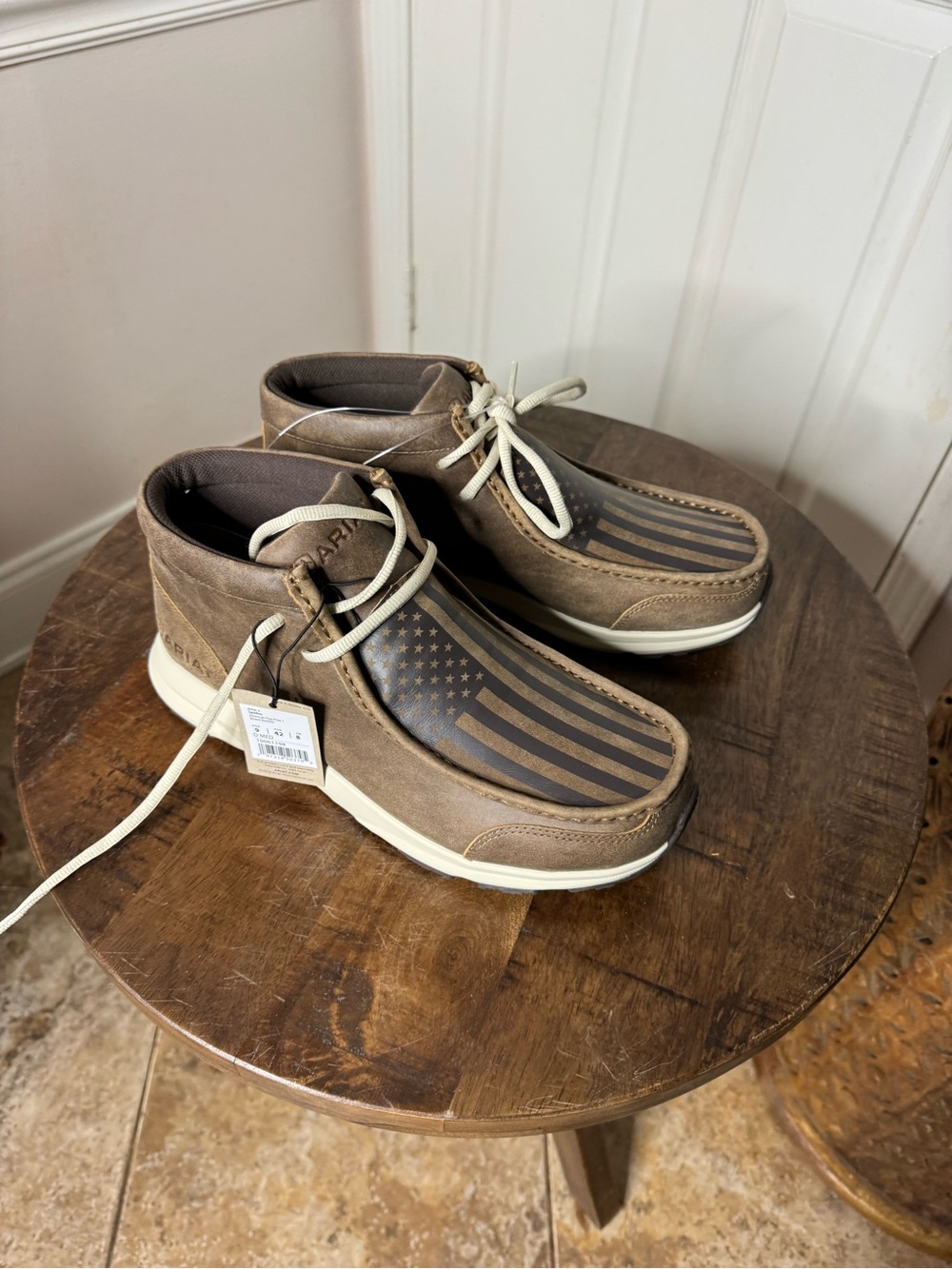 Ariat Brown Chukka Boots with Flag Print